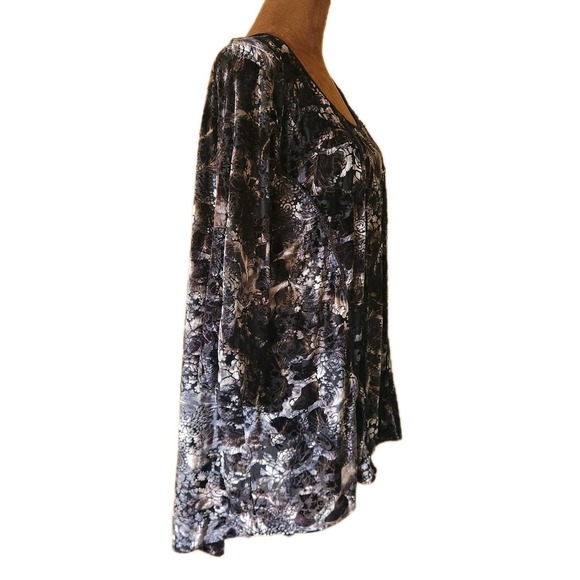 Catherines Top Size 2X‎ 22 24 Black Floral Paisley Velvet Burnout Blouse Womens - Picture 2 of 7